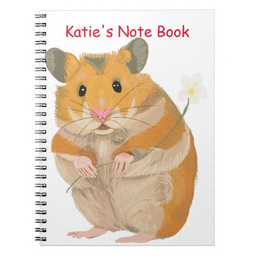 Cute little Hamster holding a flower Notebook