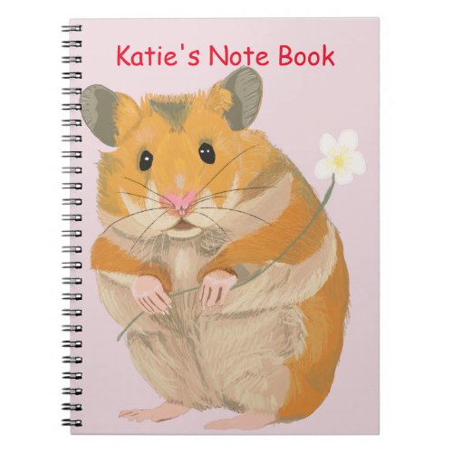 Cute little Hamster holding a flower Notebook