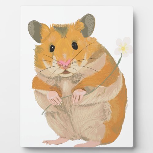 Cute little Hamster holding a flower Plaque