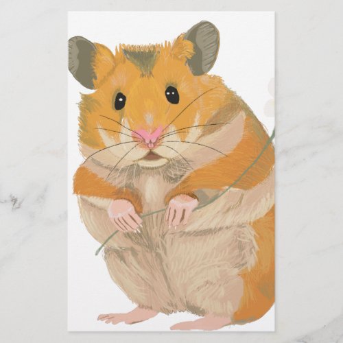 Cute little Hamster holding a flower Stationery