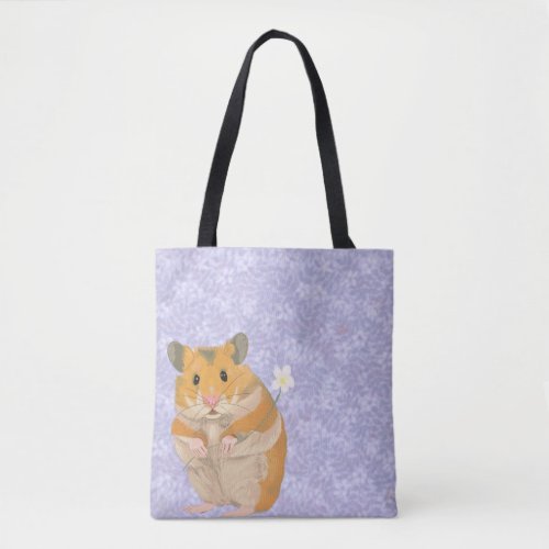 Cute little Hamster holding a flower Tote Bag