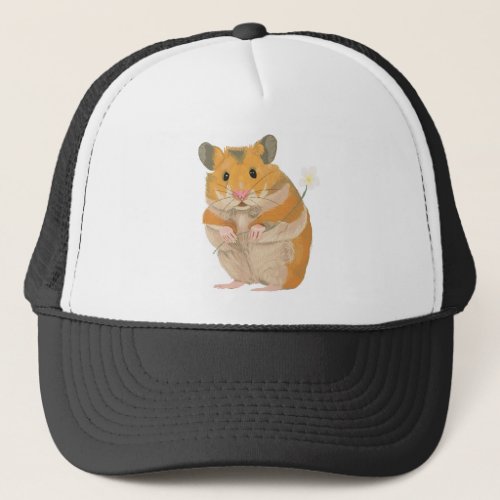 Cute little Hamster holding a flower Trucker Hat