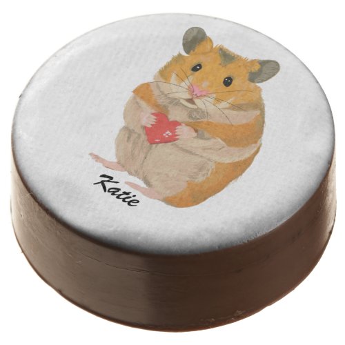 Cute little Hamster holding a heart editable  Chocolate Covered Oreo