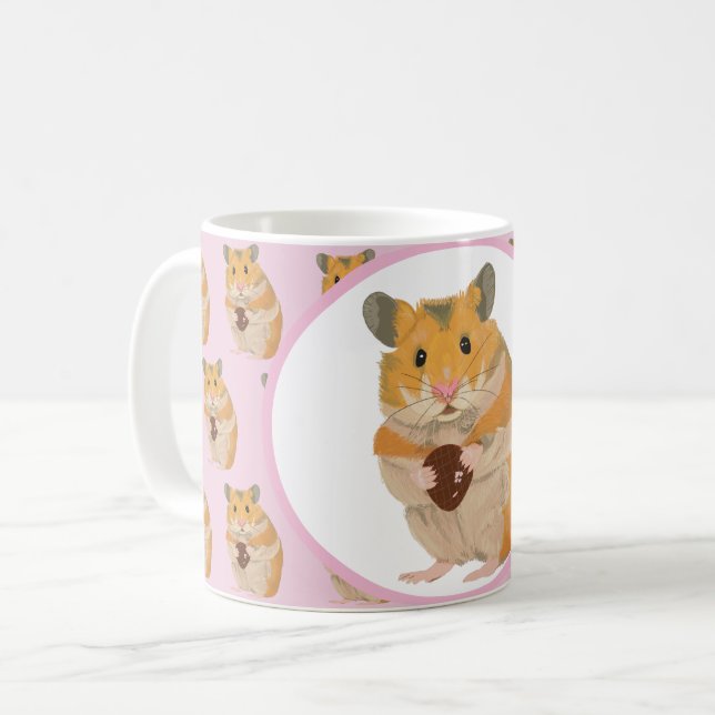 Cute little Hamster holding an Easter Egg Coffee Mug (Front Left)