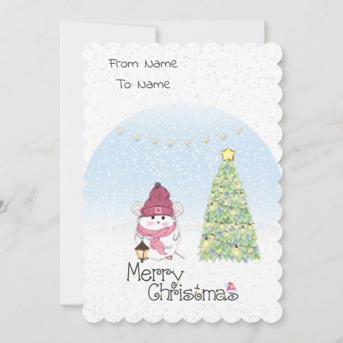 Cute Little Hamster Merry Christmas Holiday Card