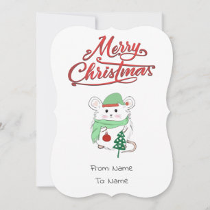 Cute Little Hamster Merry Christmas Holiday Card