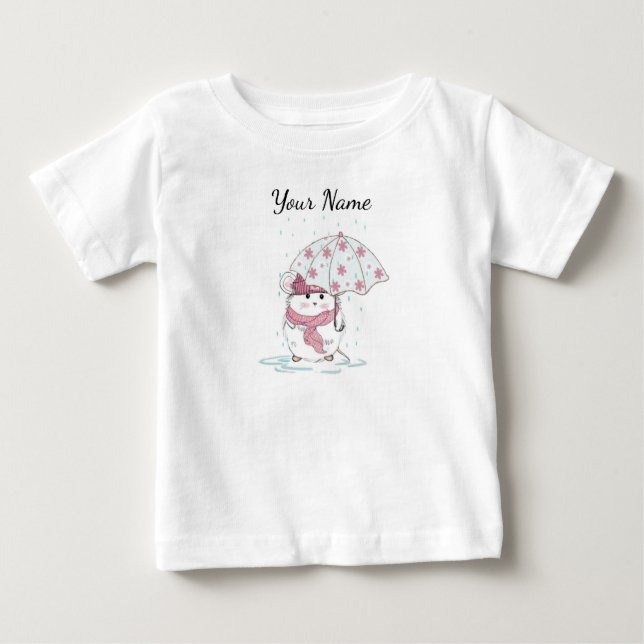 Cute Little Hamster Personalized Name Baby T-Shirt (Front)