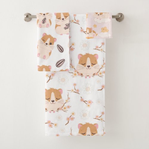 Cute Little Hamsters Three Pattern Bath Towel Set