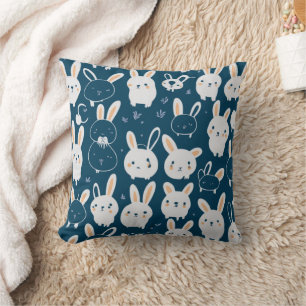 Cute little Hand Draw Bunnies Pattern Throw Pillow