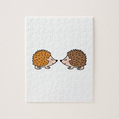 Cute little hand drawn hedgehogs in love jigsaw puzzle