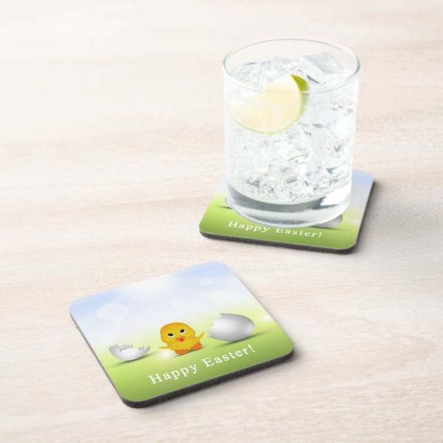 Cute Little Happy Easter Baby Chick Drink Coaster (Right Side)