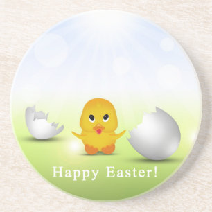 Cute Little Happy Easter Baby Chick Drink Coaster