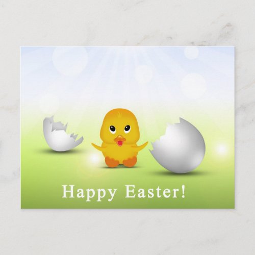 Cute Little Happy Easter Baby Chick Holiday Postcard