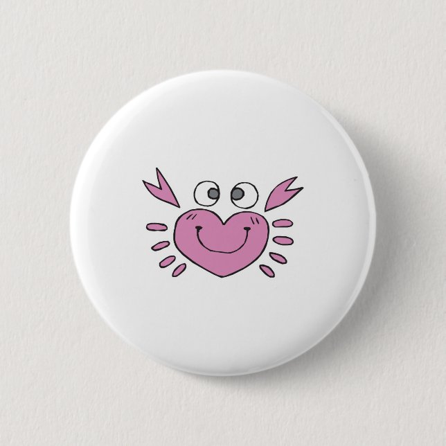 cute little heart crab pinback button (Front)