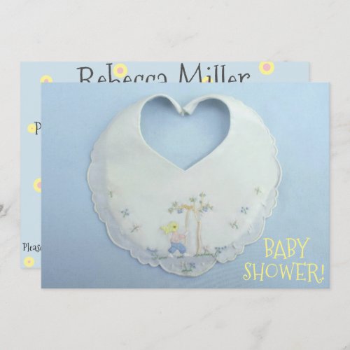 Cute little heart_shaped bib baby shower invite