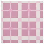 cute little hearts baby pink plaid pattern squares fabric
