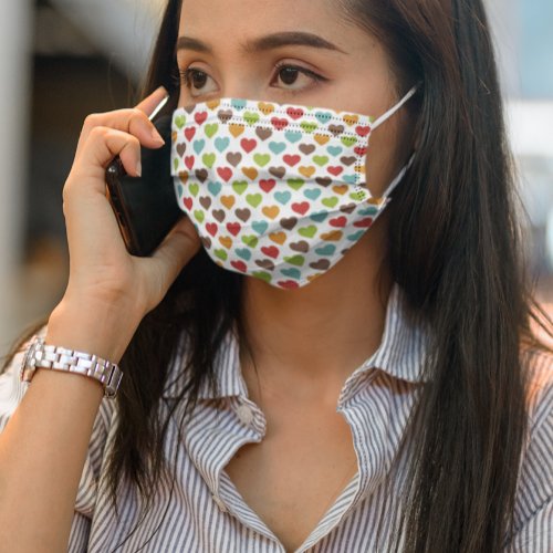 Cute Little Hearts Love Pattern Adult Cloth Face Mask