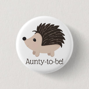 Cute Little Hedgehog Aunty to be Baby Shower Button