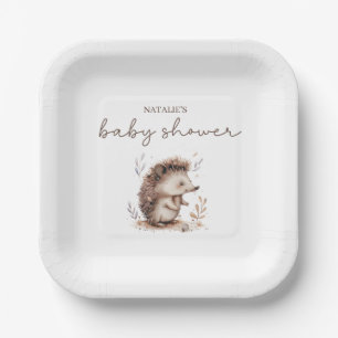 Cute Little Hedgehog Baby Shower Party Paper Plates