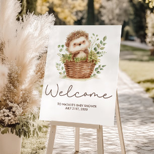 Cute Little Hedgehog Baby Shower Welcome Sign