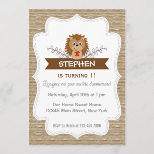 Cute Little Hedgehog Birthday Invitation Woodland
