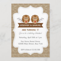 Cute Little Hedgehog Birthday Invitation Woodland