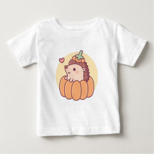 Cute Little Hedgehog In Pumpkin Halloween Autumn Baby T-Shirt
