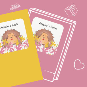 Cute Little Hedgehog This Book Belongs Square Sticker