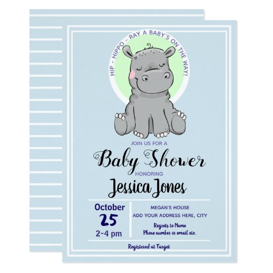 Cute Little Hippo Baby Shower Invitations Zazzle Com