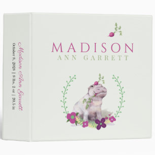 Cute Little Hippo Girl Baby Photo Album 3 Ring Binder