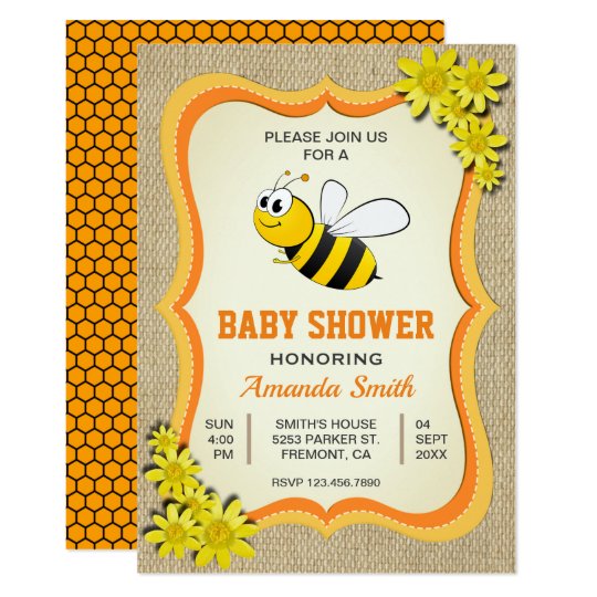 Cute Little Honey Bee Baby Shower Invitation 