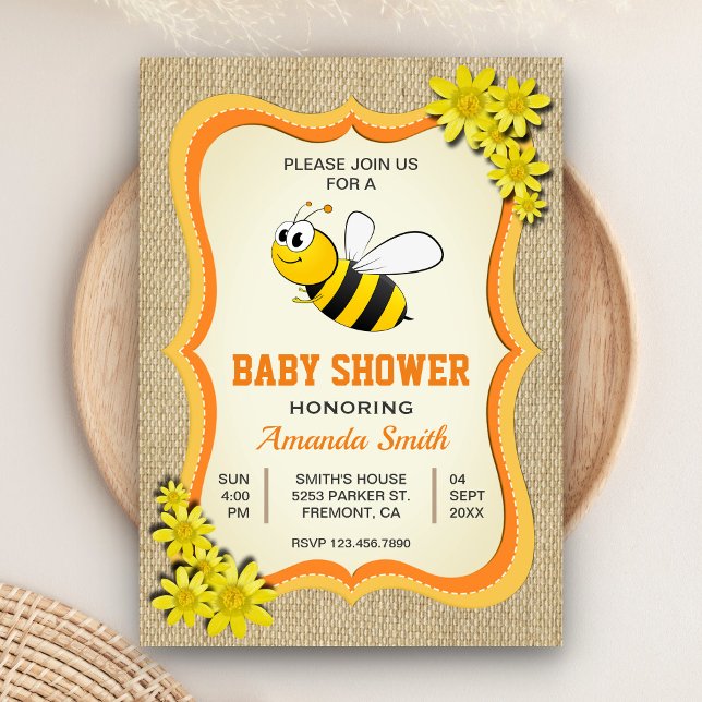 Cute Little Honey Bee Baby Shower Invitation (Creator Uploaded)