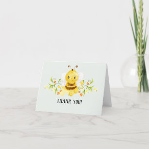 Cute Little Honey Bee Baby Shower Letterpress Thank You Card