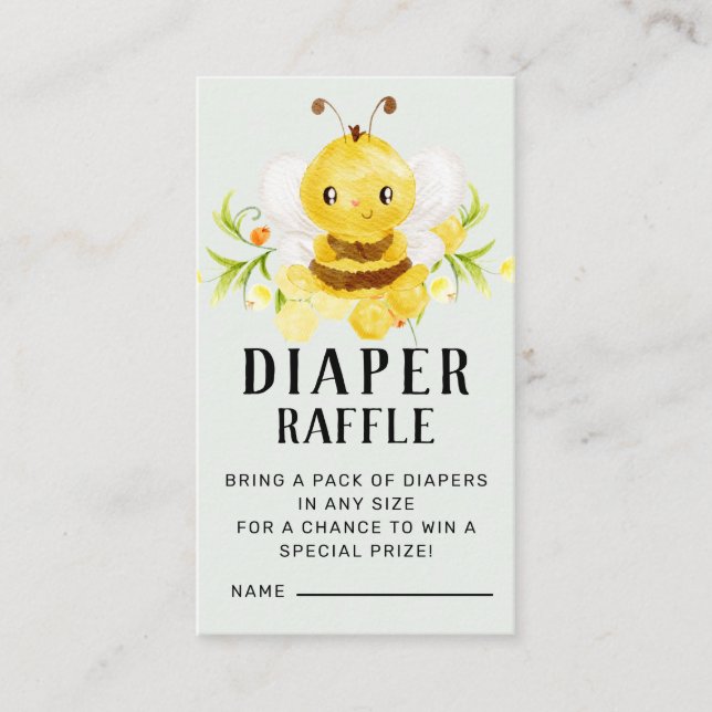 Cute Little Honey Bee Diaper Raffle Enclosure Card (Front)