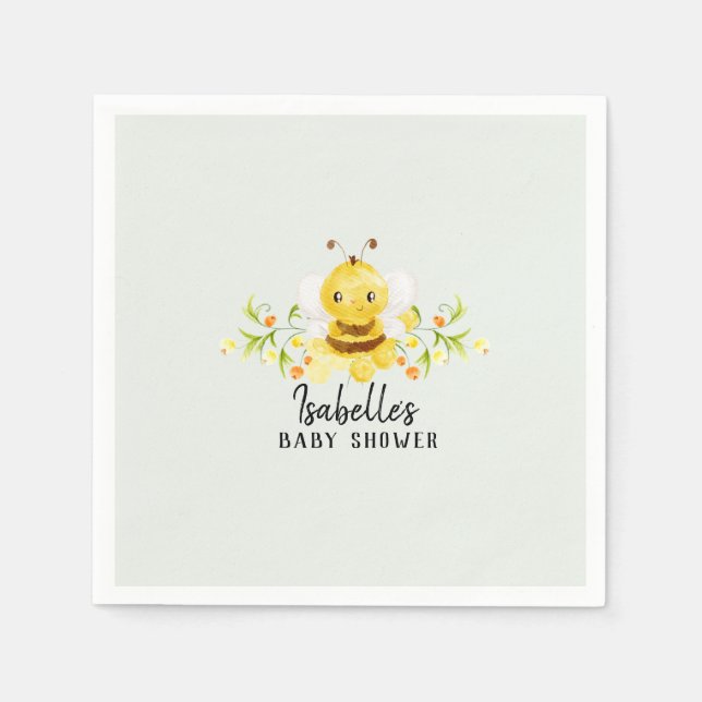 Cute Little Honeybee Baby Shower Custom Napkins (Front)