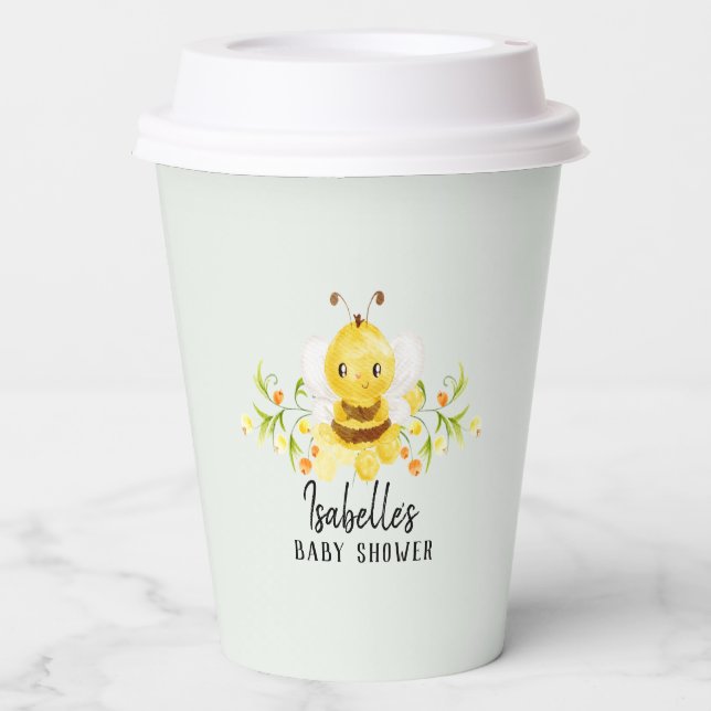 Cute Little Honeybee Baby Shower Custom Paper Cups (Front)