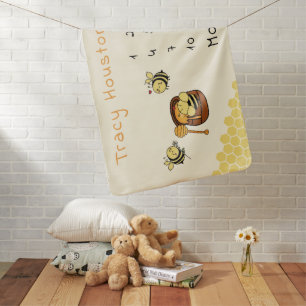 Cute Little Honeybee With Sweet Honey Baby Blanket