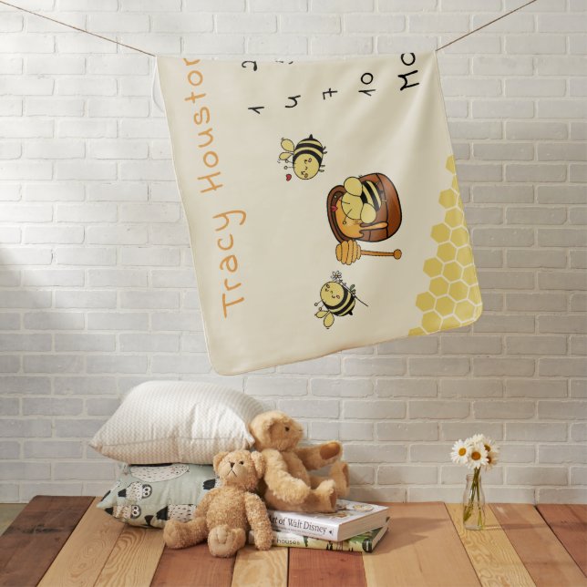Cute Little Honeybee With Sweet Honey Baby Blanket (In Situ)