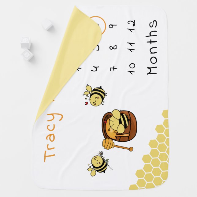 Cute Little Honeybee With Sweet Honey Baby Blanket (In Situ)