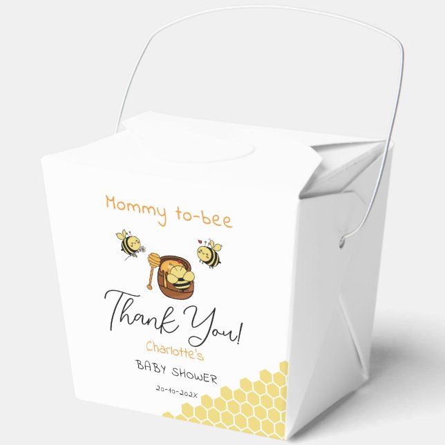 Cute Little Honeybee With Sweet Honey Baby Shower Favor Boxes (Front)