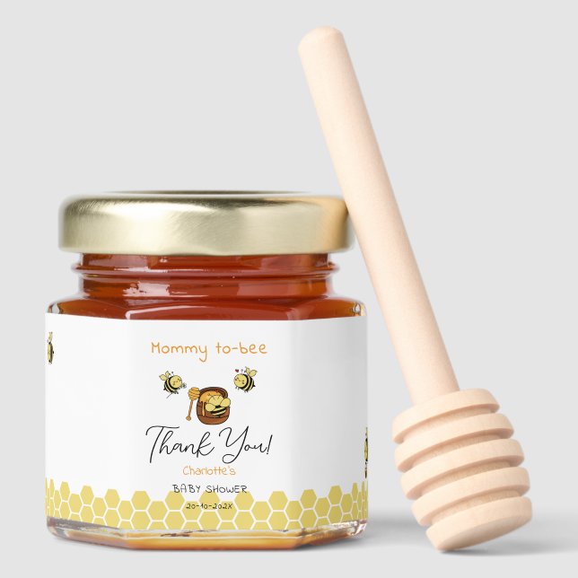 Cute Little Honeybee With Sweet Honey Baby Shower Honey Jar Favors (Front)
