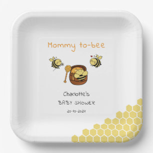 Cute Little Honeybee With Sweet Honey Baby Shower Paper Plates