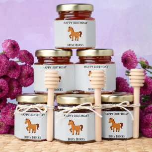 Cute little horse custom name birthday honey jar favors