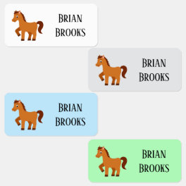 Cute little horse custom name kids' labels