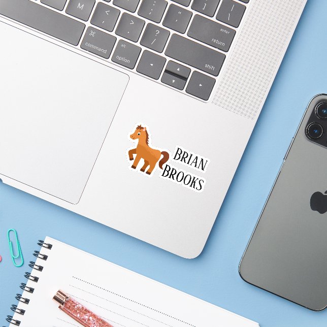 Cute little horse custom name sticker (Laptop w/ iPhone)