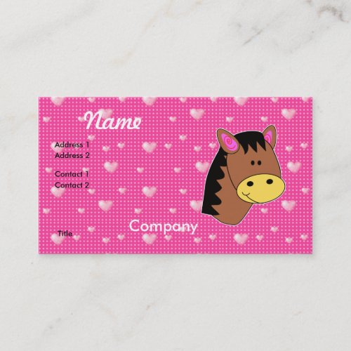 Cute Little Horse Face Business Card Templates