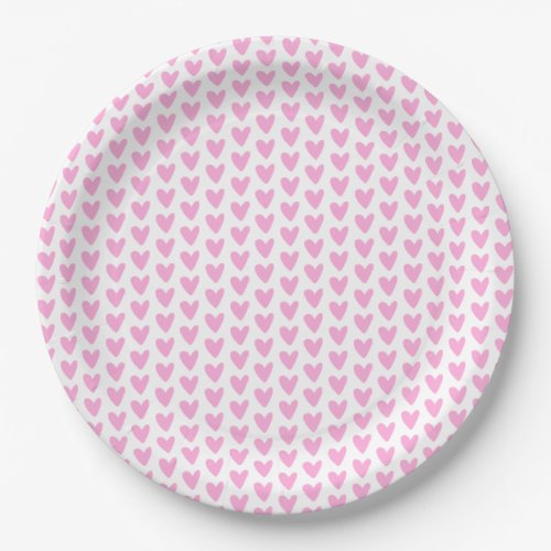Cute Little Hot Pink Hearts Pattern Paper Plates