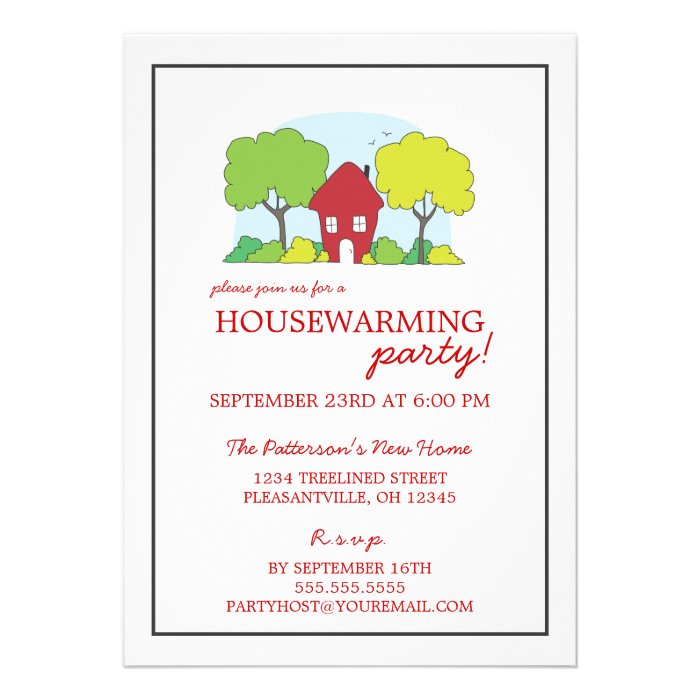 Cute Little House Housewarming Party Announcements