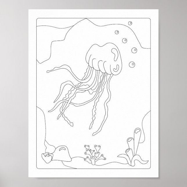 Cute Little Jellyfish  Antistress Coloring book Po Poster (Front)
