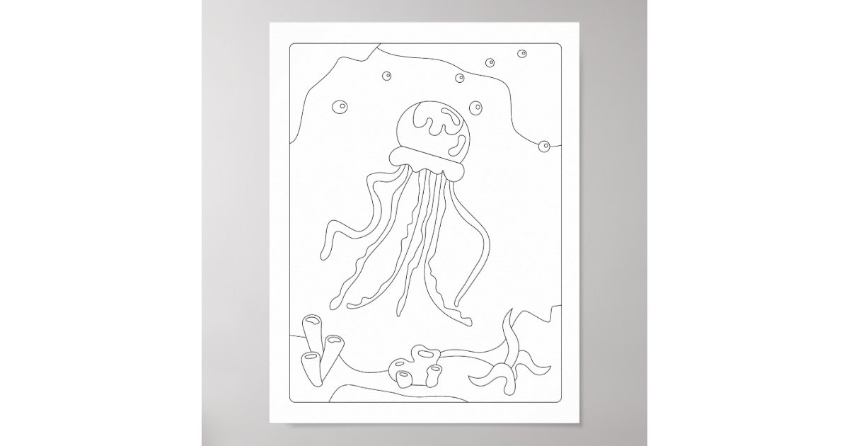 Cute Little Jellyfish Antistress Coloring book Po Poster | Zazzle